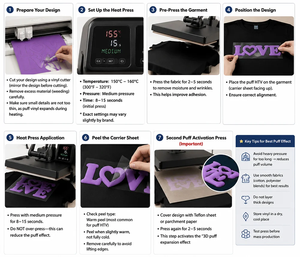 3D Puff Heat Transfer Vinyl Instructions