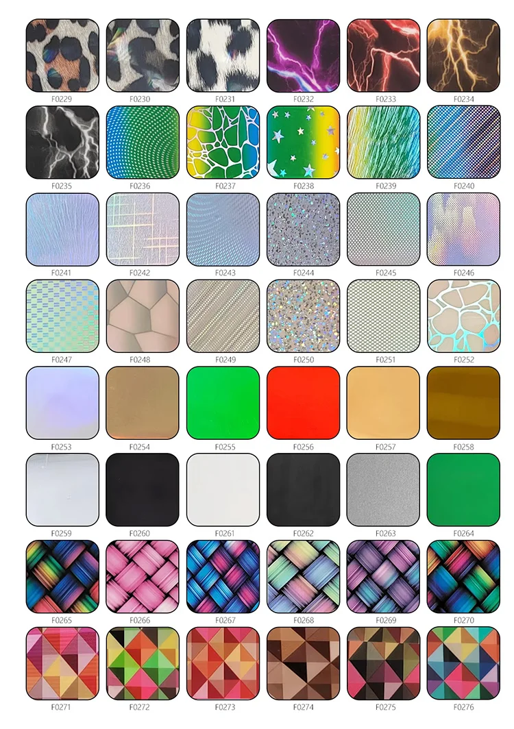 Color Chart of Metallic Heat Transfer Vinyl