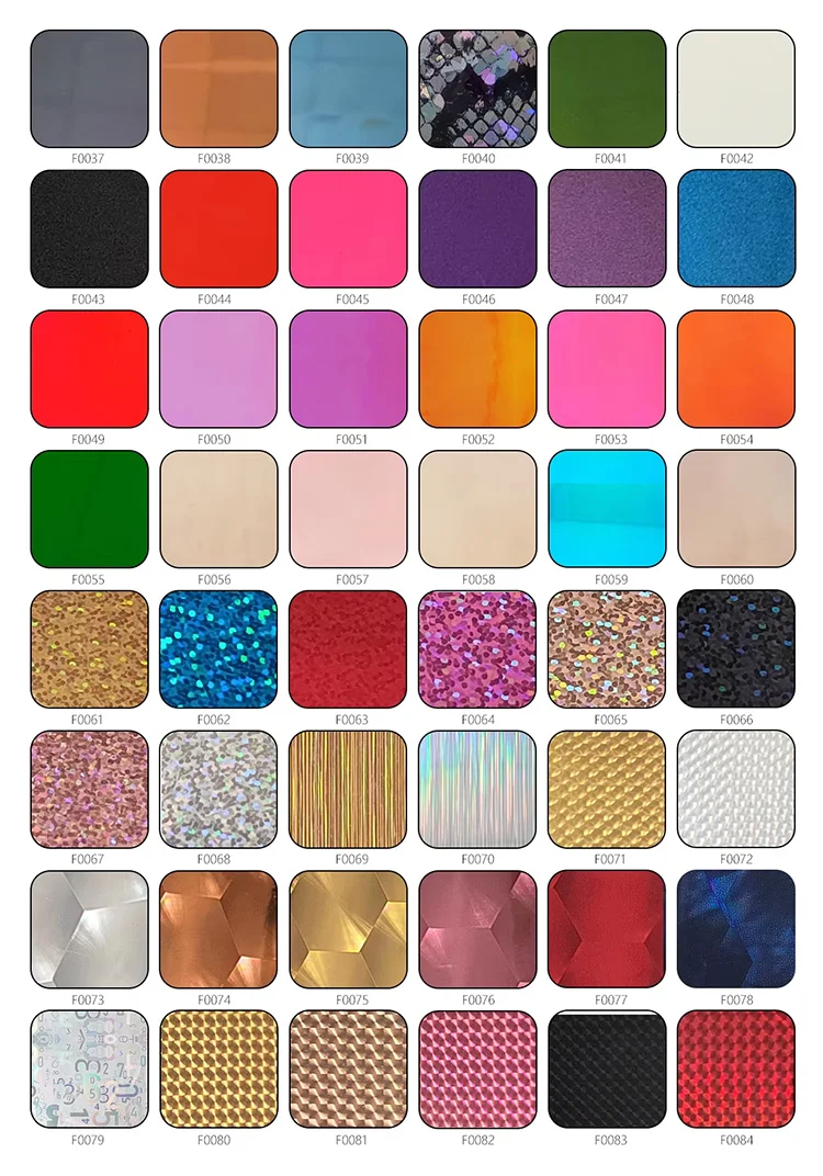 Color Chart of Metallic Heat Transfer Vinyl