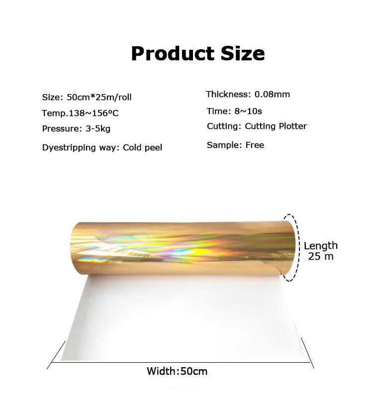 Metallic Heat Transfer Vinyl Size