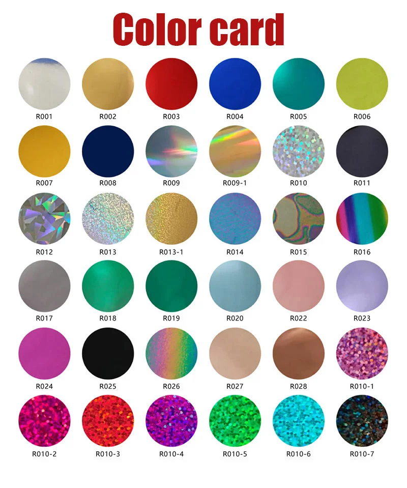 Holographic Heat Transfer Vinyl Color card