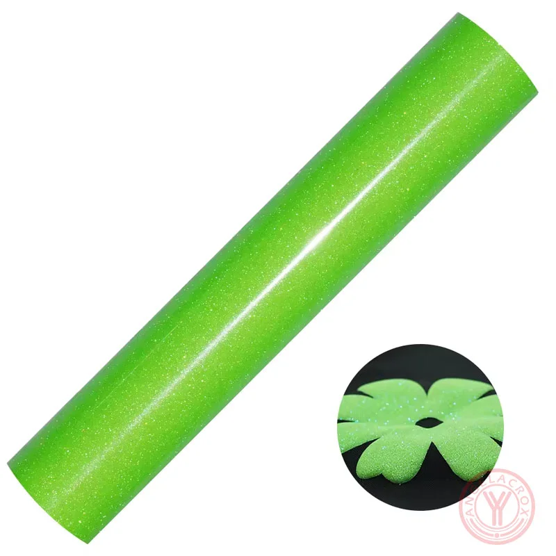 Fluorescent Green glitter puff htv