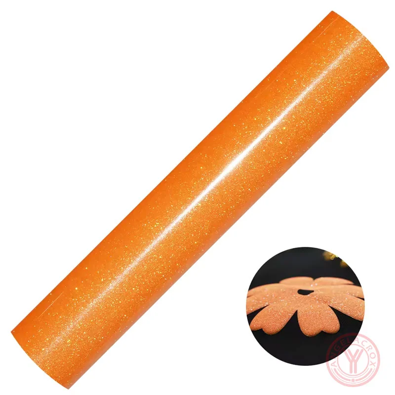 Fluorescent Orange glitter puff htv