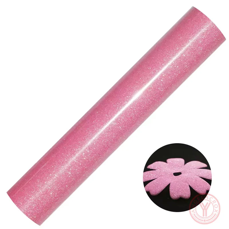 Fluorescent Pink glitter puff htv