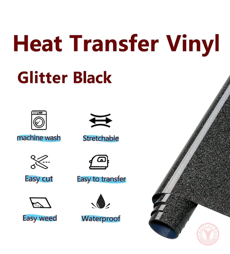 black glitter vinyl htv