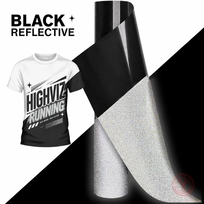black reflective heat transfer vinyl