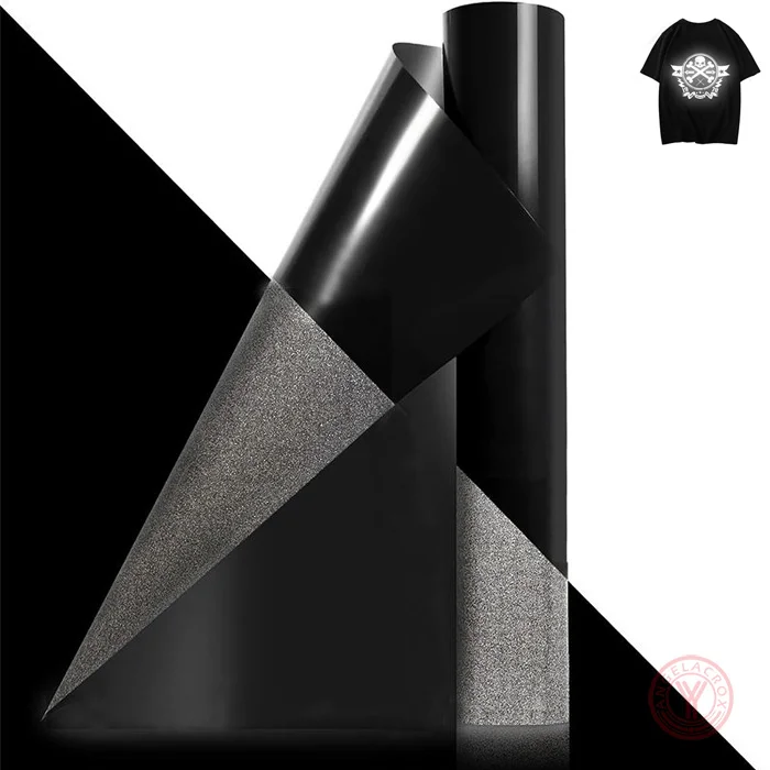 black reflective heat transfer vinyl