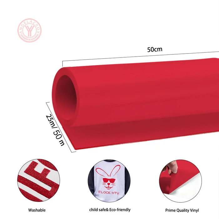 Red Flock heat transfer vinyl HTV